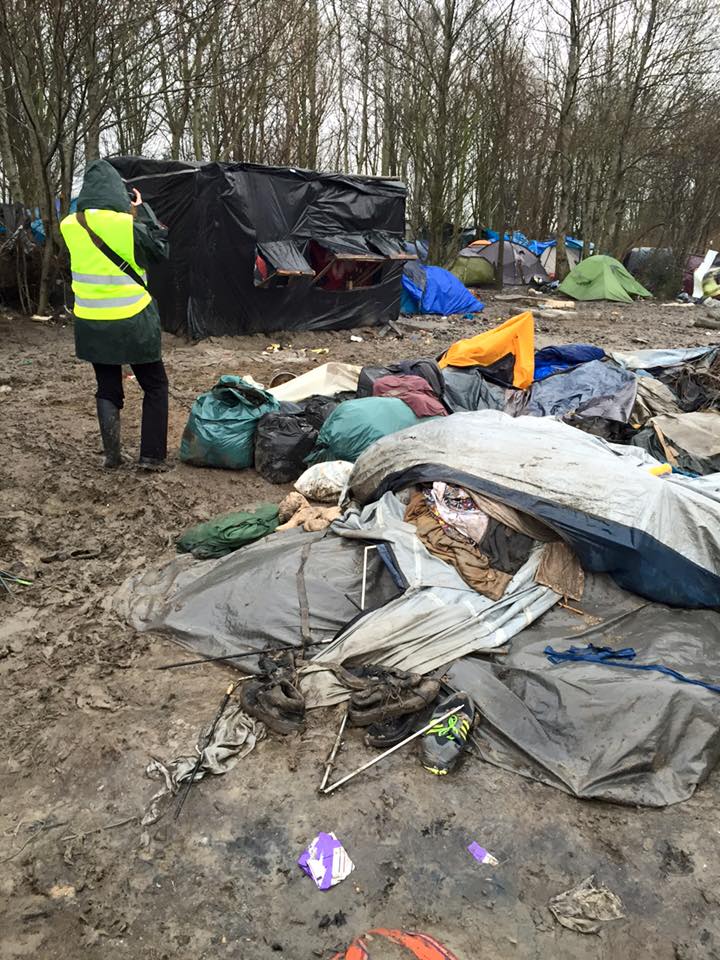 Grande Synthe muddy refugee camp in Northern France